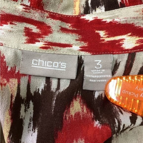 Chico’s Women’s Shirt Long Sleeve Button Down Aztec Blouse Multi size 3 (US16) - Picture 6 of 8